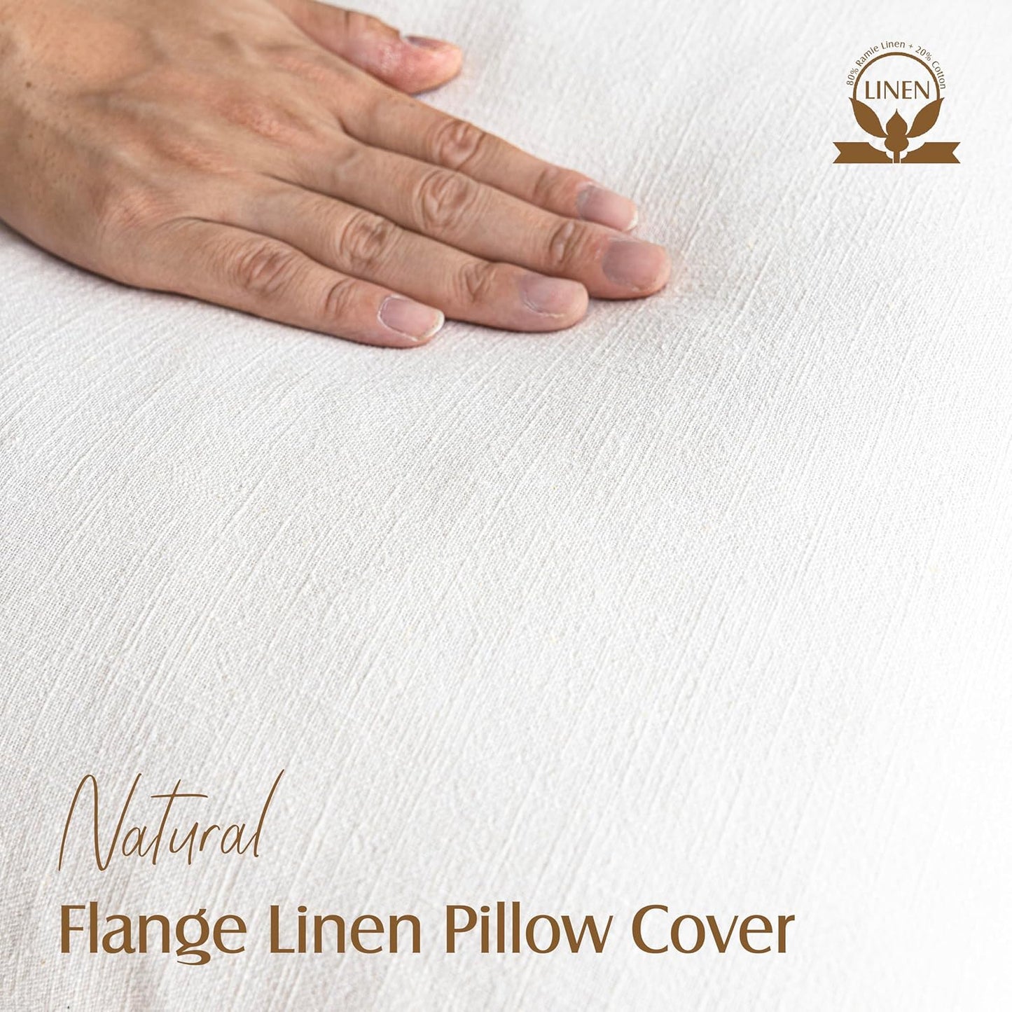 Foindtower Pack of 2, Decorative Linen Soild Throw Pillow Covers Soft Accent Cushion Case Boho Farmhouse Neutral Pillowcase for Chair Couch Sofa Bedroom Living Room Home Decor 20 x 20 Inch Cream White