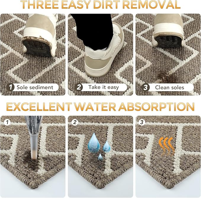 hicorfe Kitchen Rugs and Mats,Kitchen Mats for Floor,47"x71" Non Slip Runner Rug,Absorbent Resist Dirt Comfort Standing Mat Machine Washable for Entryway,Hallway,Front of Sink(Beige)