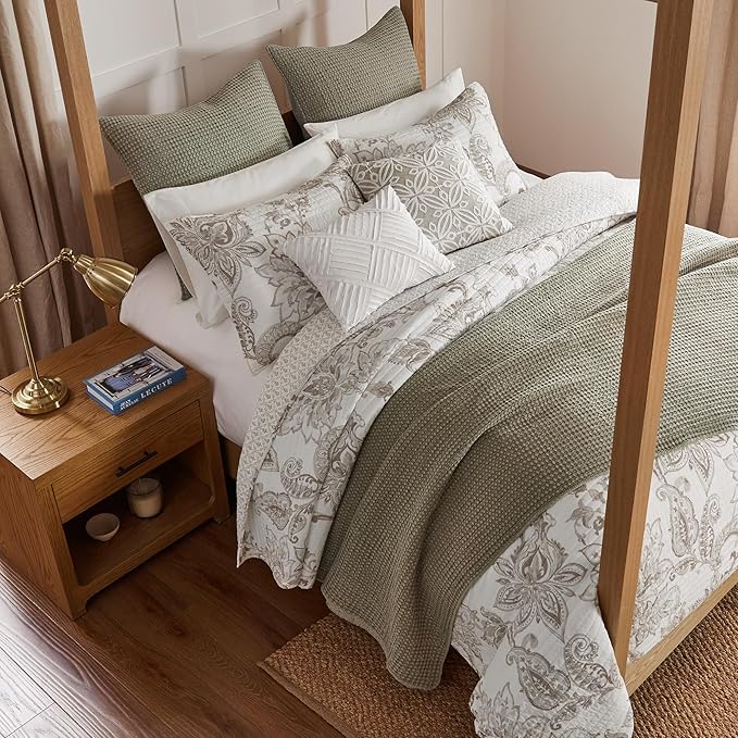 Levtex Home Mills Waffle King/Cal King Quilt Set (106x92in) with 2 Pillow Shams (36x20in) - Taupe - Cotton Waffle King Size Quilt Bedding Set - Lightweight, Soft, Pre-Washed