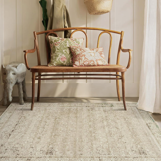 3x5 Small Entryway Area Rug Indoor for Front Door Entry Way,Washable Non Slip Ultra Thin Modern Farmhouse Neutral Boho Door Mat Entrance,Tan Brown and Cream Beige