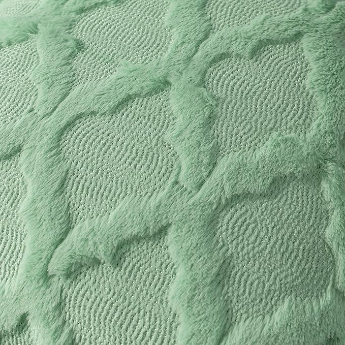Set of 2 Soft Moroccan Throw Pillow Covers 18x18 Inch Plush Boho Decorative Pillow Cover Accent Cushion Case for Couch Sofa Bed, Sage Green