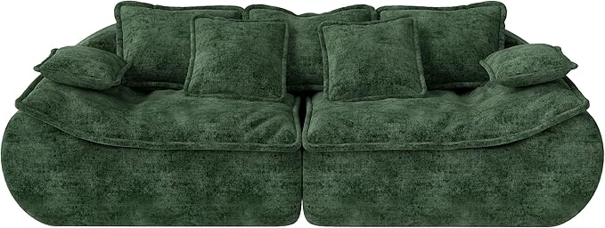 Hobestluk Sectional Sofa Couches 3-Seater Modular Sofa, 87'' Comfy Loveseat with Throw, Deep Seat Small Sofa for Compact Space, Memory Foam Sectional Couches for Living Room, Office, Apartment