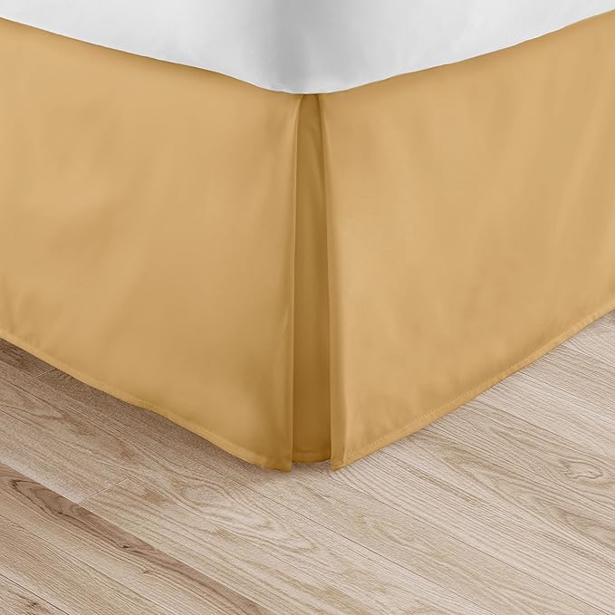 Linen Market Bed Skirt - Ultra Soft Microfiber - Easy Fit with 14 Inch Tailored Drop - Hotel Quality, Shrinkage & Fade Resistant - Bed Cover - Twin Bed Skirts - Bedroom Décor - (Twin, Gold)