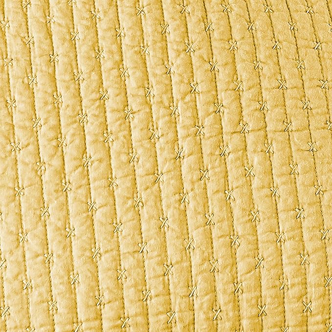 Levtex Home Cross Stitch Reversible King/Cal King Quilt Set (106x92in) and 2 Pillow Shams (36x20in) - Stitch Texture - Yellow - Cotton King Size Quilt Bedding Set - Lightweight Soft Pre-Washed