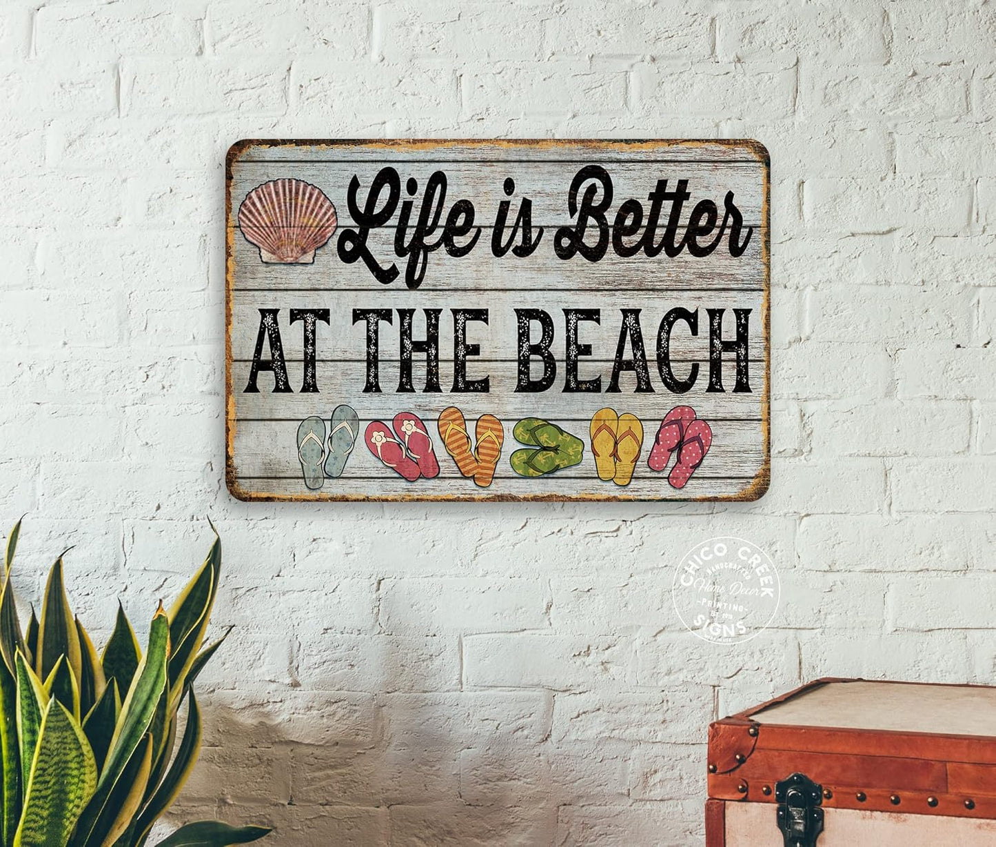 Life Is Better At The Beach Sign Beach Decor Ocean Decorations Nautical Signs Seashell Home Wall Gifts 8x12 108122001047