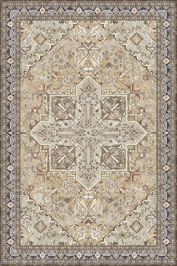 Washable Entryway Rug 2x3 | Non Slip Rug Runners for Hallways, Entryways, Kitchens, Bathrooms, Bedrooms | Ultra-Soft Flannel Carpet Kitchen Rug with Rubber Backing (Olive Brown, 2x3)