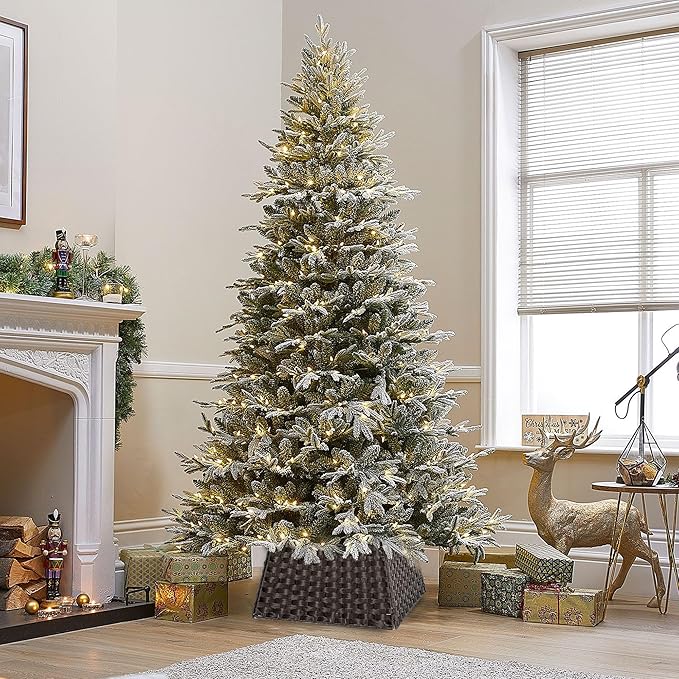 SUNNYPARK Christmas Tree Collar, Handmade Artificial Rattan Wicker Christmas Stand Tree Collar Basket Base Cover for Holiday Decoration-Square Dark Brown