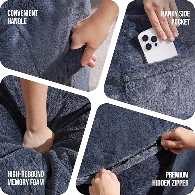 Hobestluk 4ft Bean Bag Chairs for Adults Large Beanbag Chair with Plush Faux Fur Cover Big Bean Bag Chair for Living Room Bedroom Dorm Office - Dark Grey (44” x 44” x 24”)