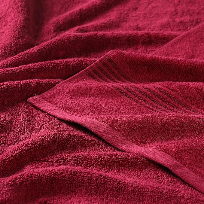 Superior Egyptian Cotton 9-Piece Towel Set, Assorted Towels for Home Bathroom, Guest Bath Decor Essentials, Includes 3 Bath, 3 Hand, 3 Face Towels/Washcloths, Quick Dry, Absorbent - Burgundy