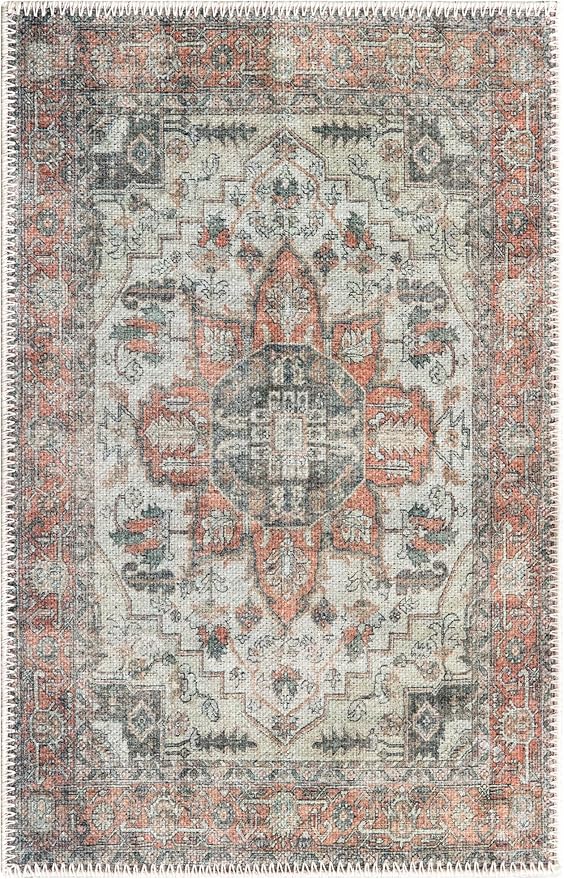 Keen Home Design 2x3 Rug - Machine Washable Entry Rug with Non-Slip Backing, Ideal for Enteryway, Kitchen, Bathroom, Laundry Room - Vintage, Easy Clean, Durable, Low Pile - (2' x 3')