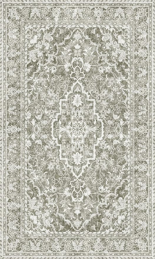 Washable Entryway Rug 3x5 | Non Slip Rug Runners for Hallways, Entryways, Kitchens, Bathrooms, Bedrooms | Ultra-Soft Flannel Carpet Kitchen Rug with Rubber Backing (Sand, 3x5)