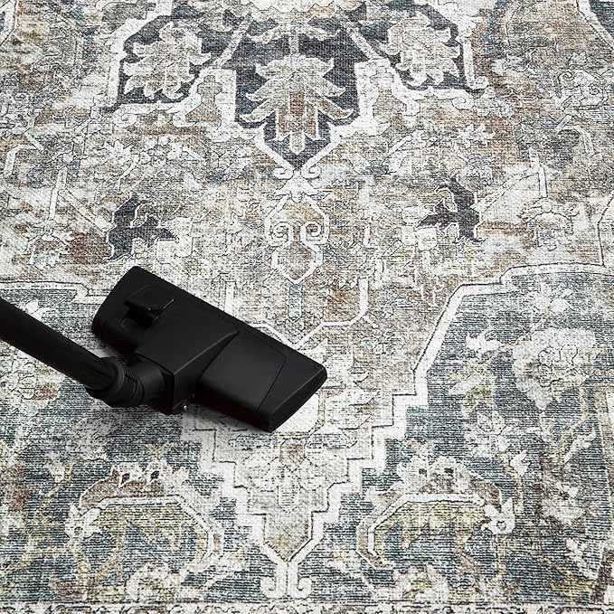 Keen Home Design 2x12 Rug - Machine Washable Runner Rug with Non-Slip Backing, Ideal for Hallway, Entryway, Kitchen, Laundry Room - Vintage, Easy Clean, Durable, Low Pile - (2'6" x 12')