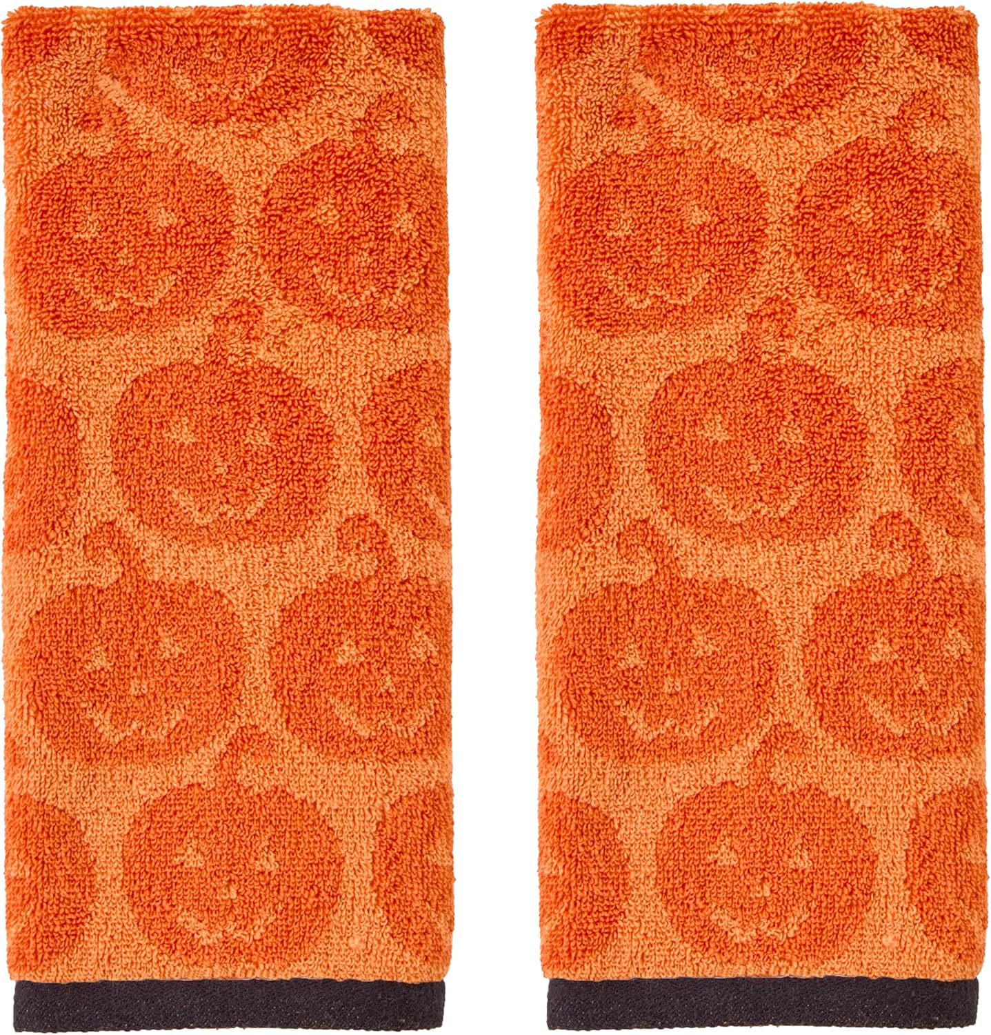 SKL Home Halloween Jack-O-Lantern 100% Cotton Jacquard 2pc Hand Towel Set, Reversible, Soft & Absorbent, Decorative for Bath/Kitchen/Bar & Gift, Orange