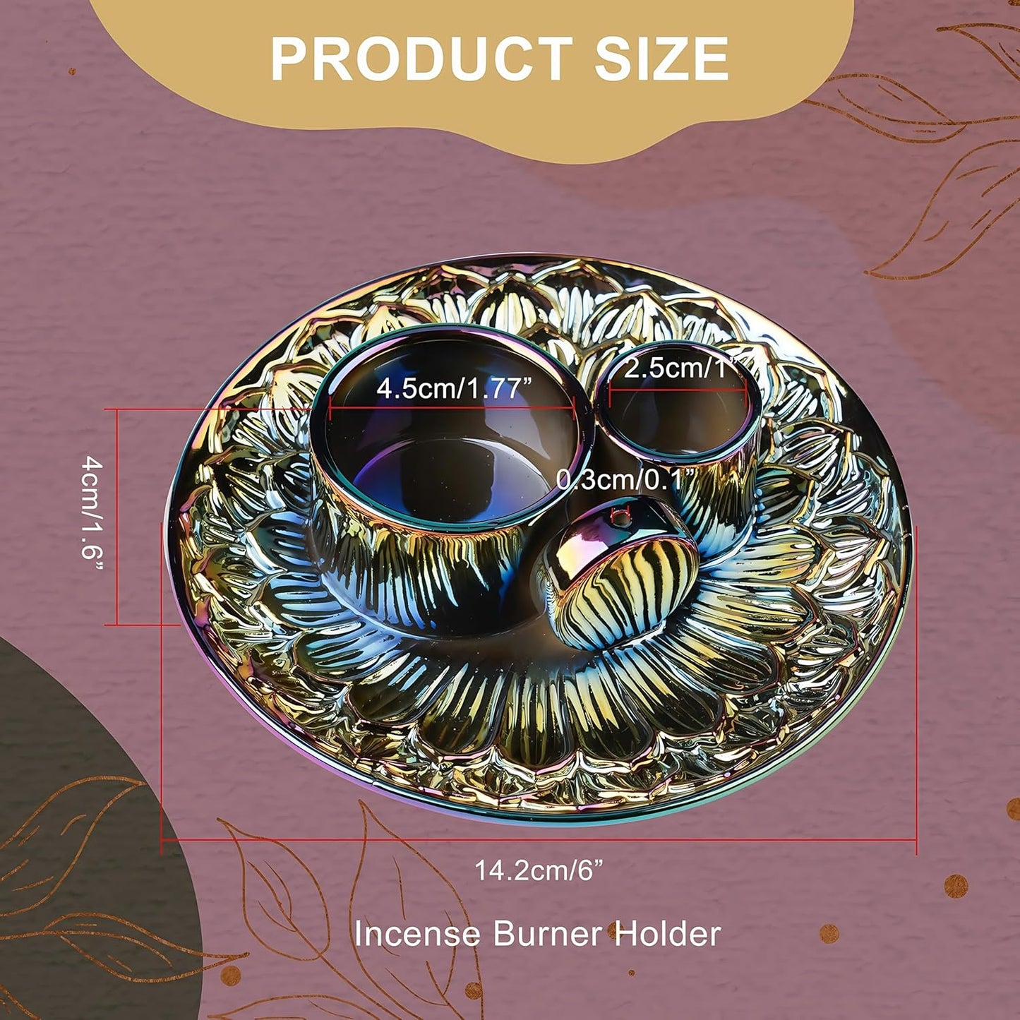 4 in 1 Incense Holder, Ceramic Incense Stick and Palo Santo Holder,Sage Holder for Burning- 5.5" Ceramic Ash Catcher Tray for Meditation and Yoga Room (Colourful)