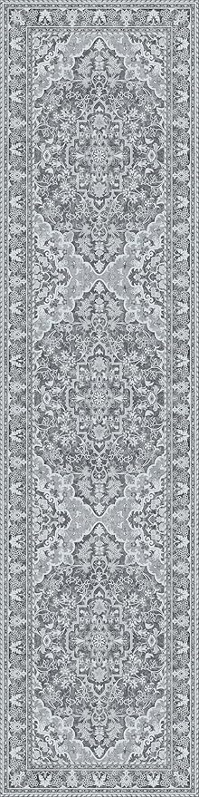 Washable Runner Rug 2.5x10 | Non Slip Rug Runners for Hallways, Entryways, Kitchens, Bathrooms, Bedrooms | Ultra-Soft Flannel Carpet Runners with Rubber Backing (Light Grey, 2.5x10)