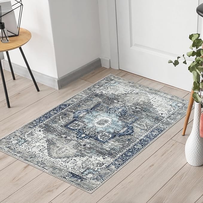 Keen Home Design 2x3 Rug - Machine Washable Entry Rug with Non-Slip Backing, Ideal for Enteryway, Kitchen, Bathroom, Laundry Room - Vintage, Easy Clean, Durable, Low Pile - (2' x 3')