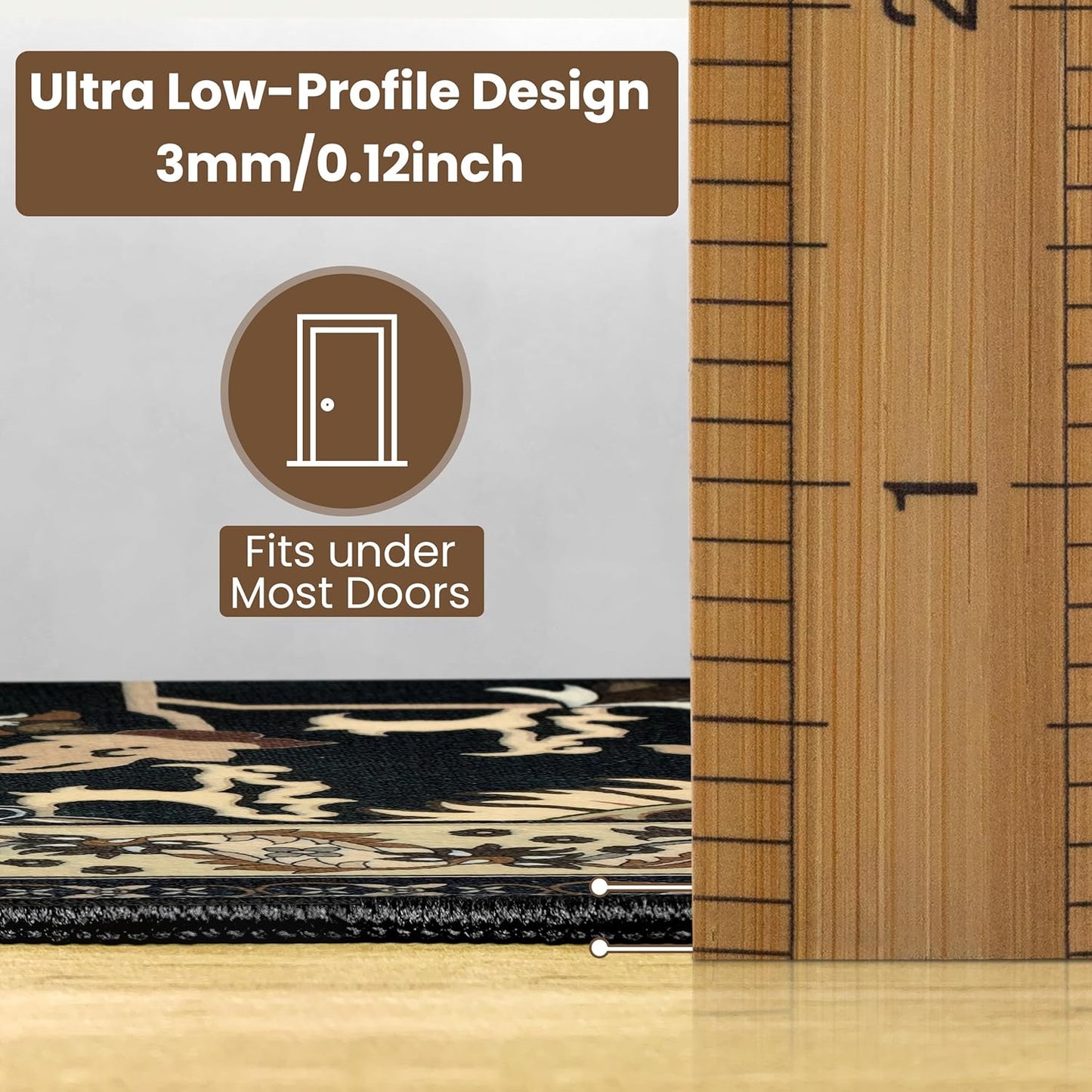 Washable Runner Rug 2x8 | Non Slip Rug Runners for Hallways, Entryways, Kitchens, Bathrooms, Bedrooms | Ultra-Soft Flannel Carpet Runners with Rubber Backing (Black Brown Cream, 2x8)