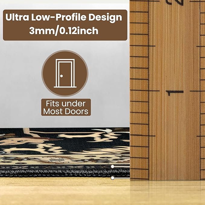 Washable Runner Rug 2x8 | Non Slip Rug Runners for Hallways, Entryways, Kitchens, Bathrooms, Bedrooms | Ultra-Soft Flannel Carpet Runners with Rubber Backing (Black Brown Cream, 2x8)
