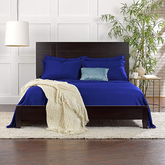 Pure Bamboo California King Sheets, Genuine 100% Organic Viscose Derived from Bamboo Bed Sheet Set, Soft & Cooling, Double Stitching, 2 Year Quality Promise (California King, Cobalt Blue)