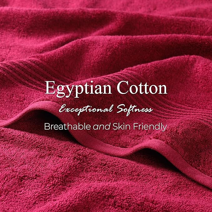 Superior Egyptian Cotton 9-Piece Towel Set, Assorted Towels for Home Bathroom, Guest Bath Decor Essentials, Includes 3 Bath, 3 Hand, 3 Face Towels/Washcloths, Quick Dry, Absorbent - Burgundy