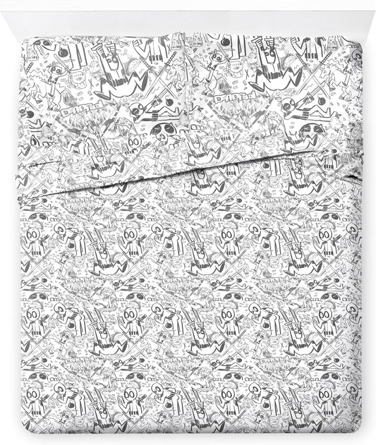 Jay Franco Sheet Set with Fitted, Flat Sheets & Pillow Cover - Ultra-Soft Bedding with Pillowcase for Room Decor, White - Deadpool, 4 Piece Queen