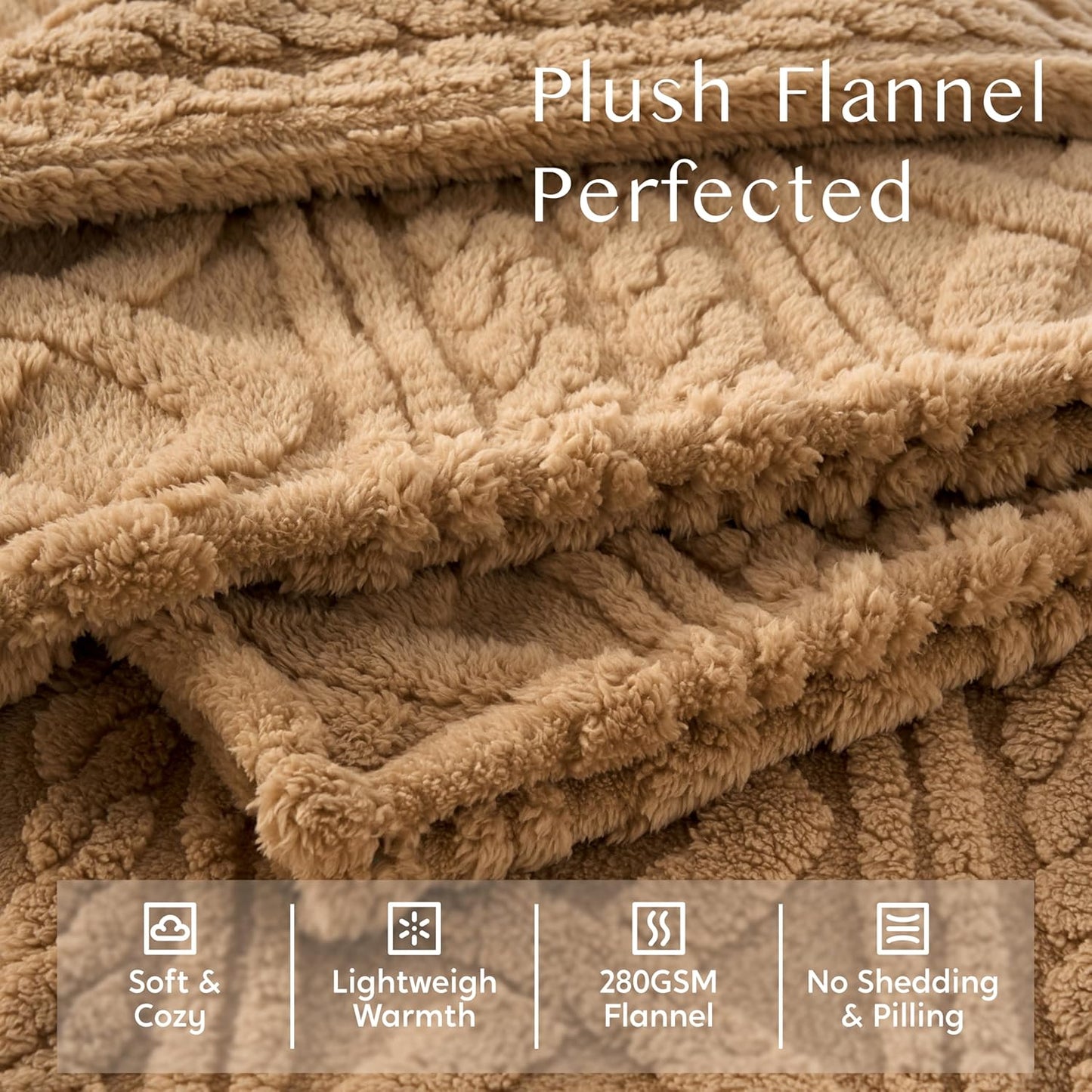 Joiedomi Queen Size Blanket for Bed, Soft Brown Fleece Blankets Gifts for Women Mom Girls, 280GSM Cozy Cute Soft Throw Home Room Decor Aesthetic Gifts 90x90 Inches