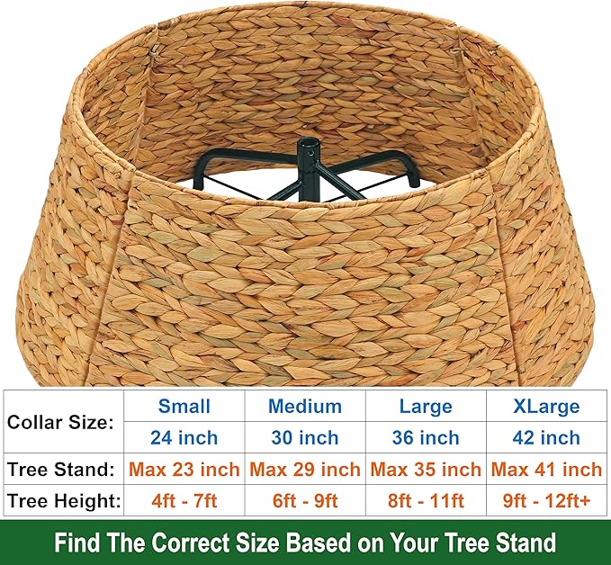CENBOSS Rattan Christmas Tree Collar, Wicker Tree Skirt & Stand Base Cover (Natural, 36 inch)