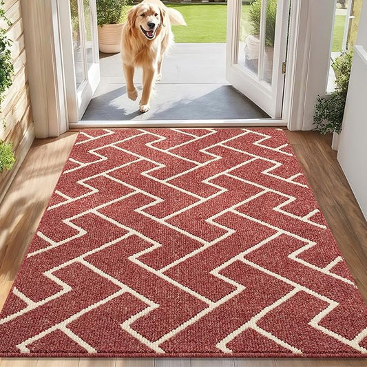 hicorfe Kitchen Rugs and Mats,Kitchen Mats for Floor,32"x48" Non Slip Runner Rug,Absorbent Resist Dirt Comfort Standing Mat Machine Washable for Entryway,Hallway,Front of Sink(Red)
