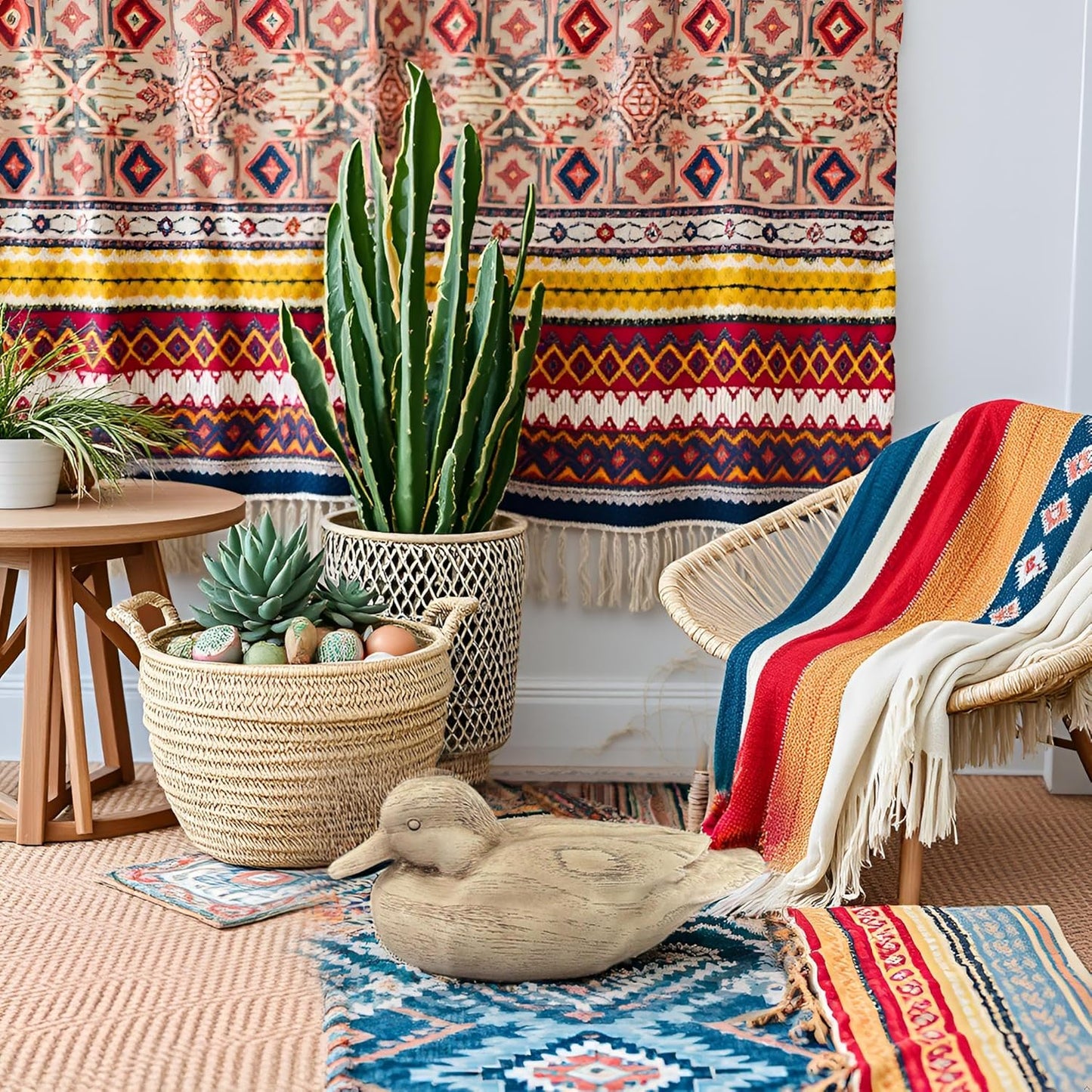 Hymmah Duck Home Decor Statue Rustic Home Decorations for Living Room, Boho Sculpture Resin Animal Collectible Figurines for Indoor Decor (Beige)