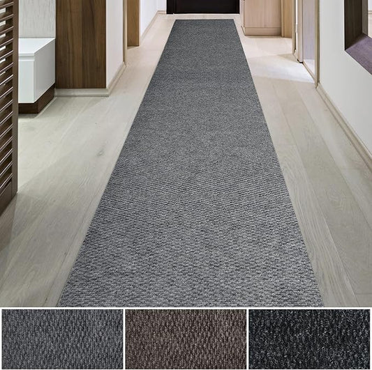 iCustomRug Hallway Runner Rug – 3x16ft Grey, Indoor/Outdoor, Non-Slip Rubber Backing, Low-Profile All-Weather Carpet, Non-Shedding & Easy Care, Entryway Mat Ideal for High Traffic Areas
