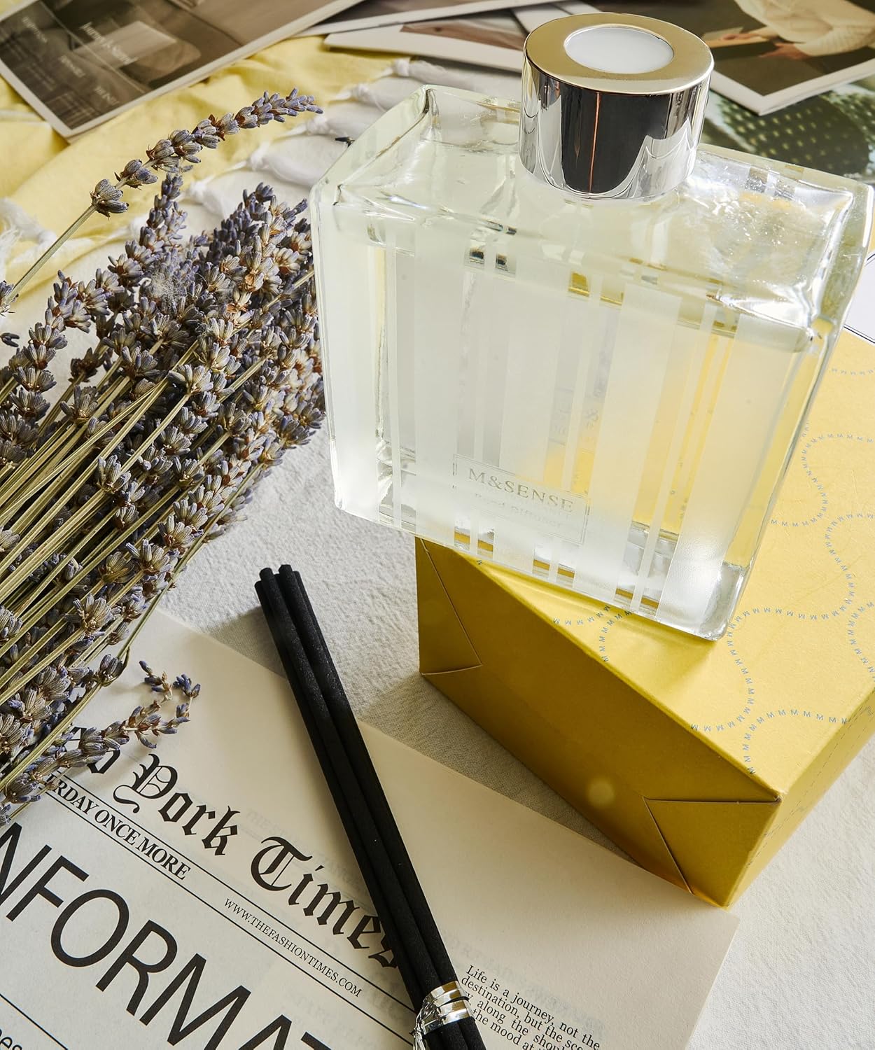 M&SENSE Lime Basil Reed Diffuser Set - 7.04oz Scent Diffusers for Home, Non-Toxic Essential Oil Diffuser with Sticks, Fragrance Diffuser Gift for Bedroom Bathroom Office