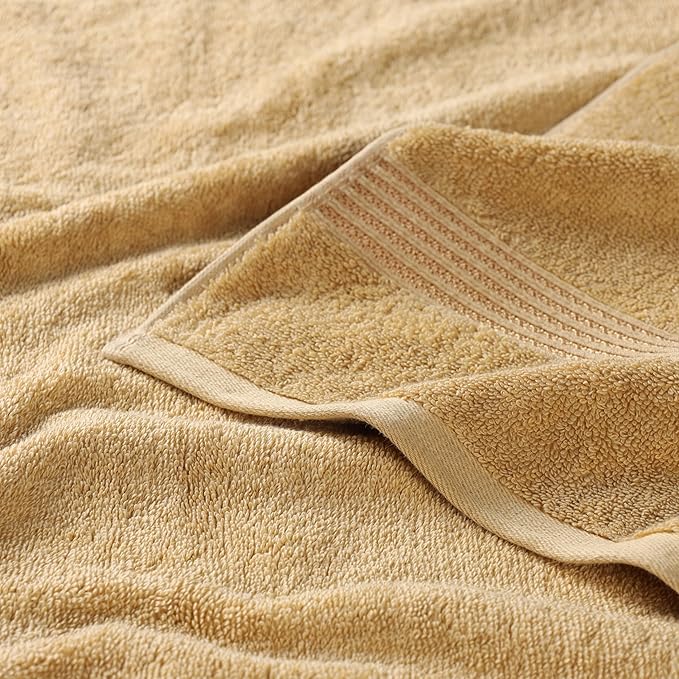 Superior Luxury Cotton Bath Towel - 6 Piece Set, Premium Egyptian Cotton Towels, Gold