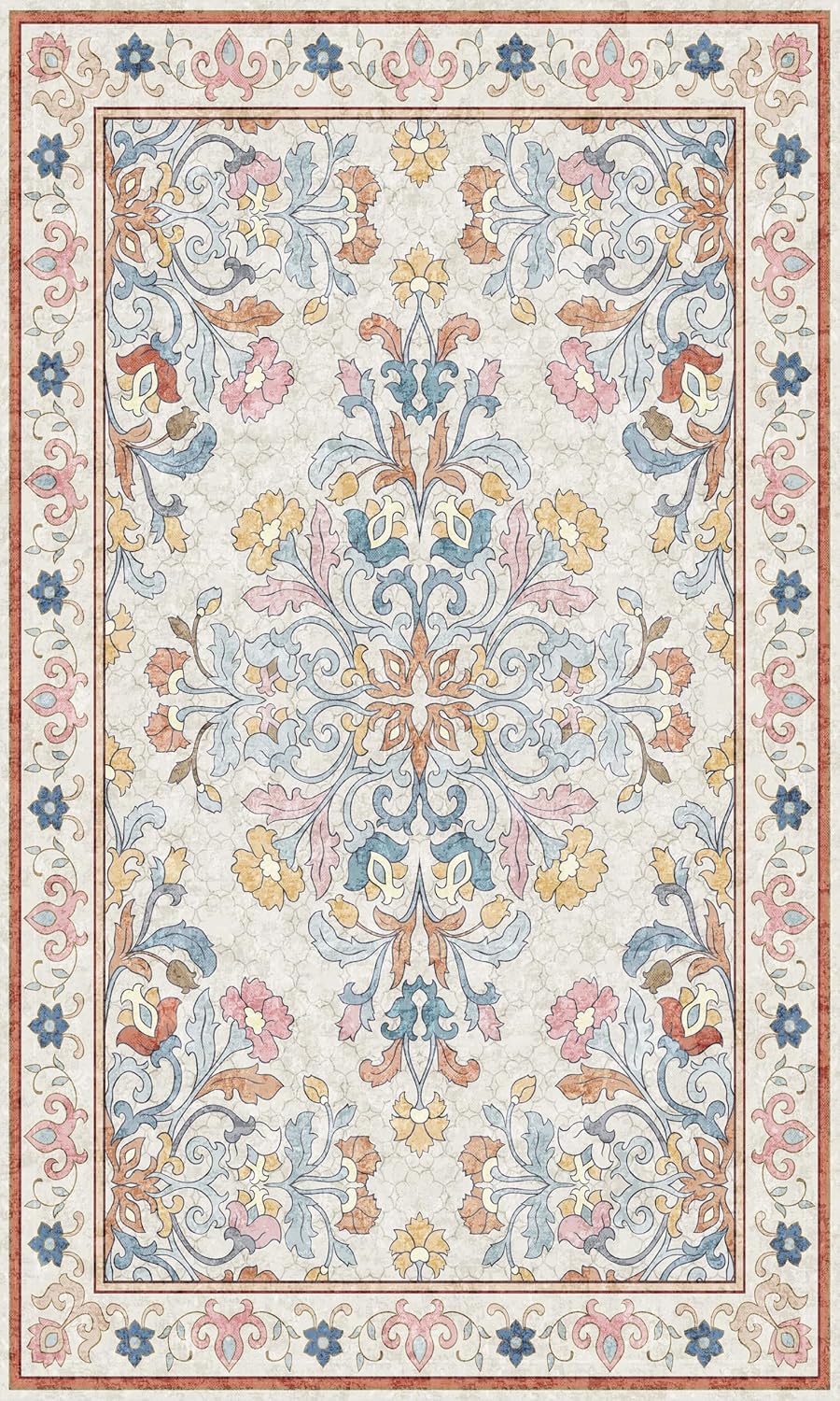 Washable Entryway Rug 3x5 | Non Slip Rug Runners for Hallways, Entryways, Kitchens, Bathrooms, Bedrooms | Ultra-Soft Flannel Carpet Kitchen Rug with Rubber Backing (Multi Colored, 3x5)