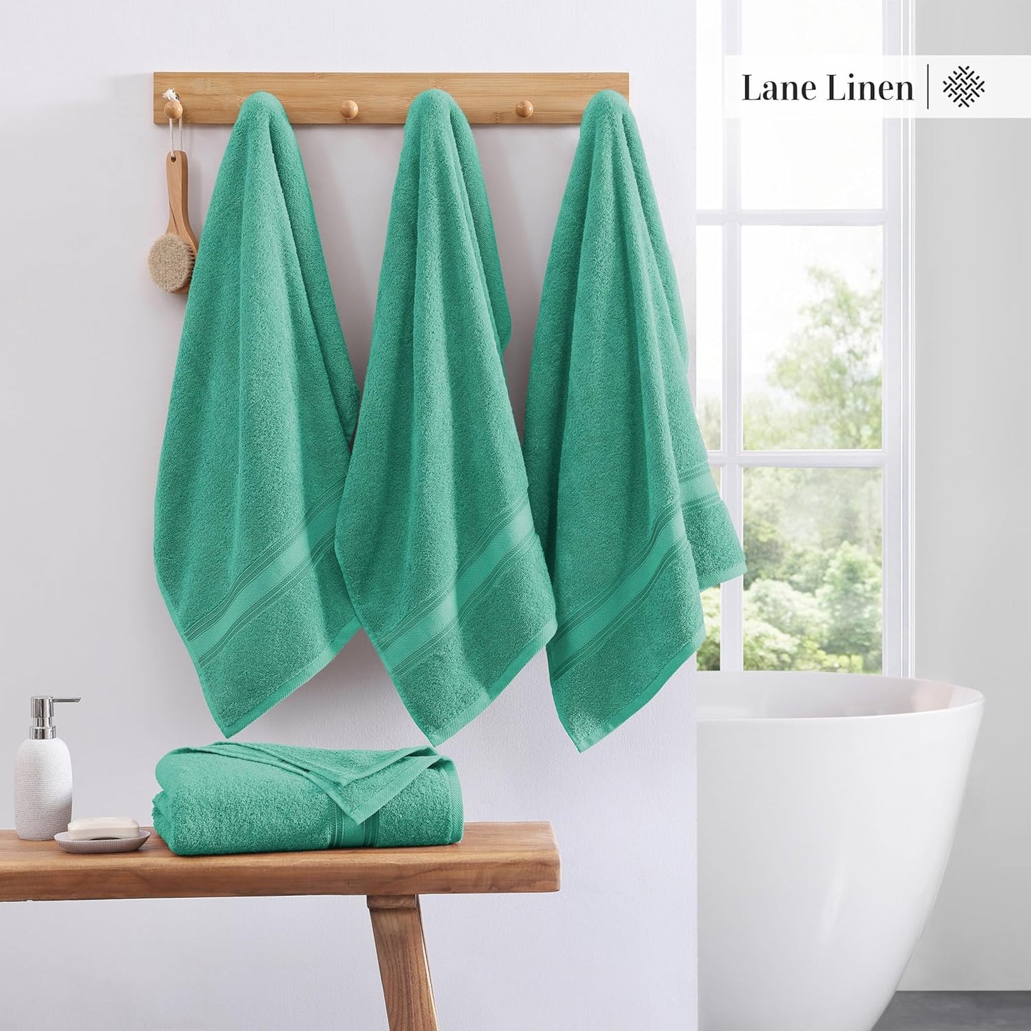 LANE LINEN 100% Cotton Bath Towels 4 Pack (30"x60") - Zero Twist, Mercerized Cotton Large Towel Set for Bathroom - Quick Dry, Soft & Absorbent Bath Towel Sets - Oeko Tex Certified, Pre Shrunk- Teal