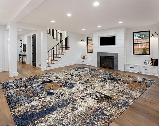Keen Home Design Area Rugs - 9x12 Non-Shedding, Abstract Rugs for Kitchen, Living Room, Bedroom, Dining Room, Entryway - Size: 9'2" x 11'11", Multi