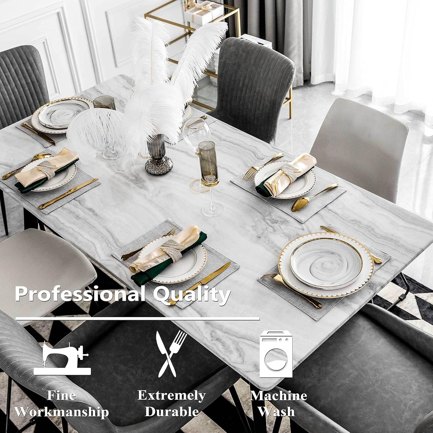 Home Brilliant Cloth Placemats Set of 6 Table Place Mats Light Grey Placemat Easy to Clean Heat Resistant Machine Washable Fabirc Placemats Coffee Table Mats for Dining Kitchen Table, Gray