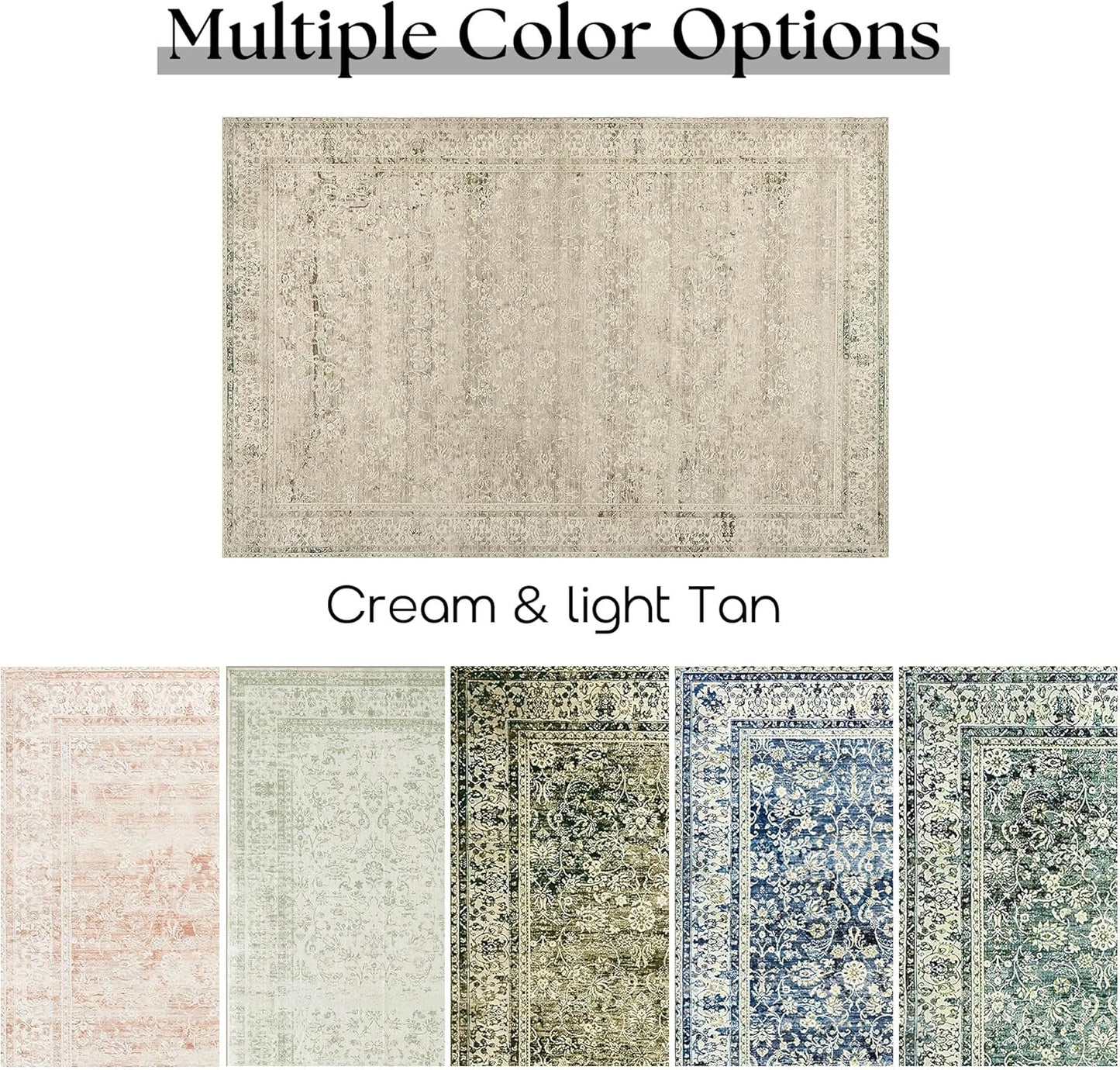 Neutral Area Rugs 8x10 for Living Room,Boho Washable Earth Tone Vintage Floral Modern Farmhouse Bedroom Dining Room Rug Under Table,Cream Beige Tan Brown