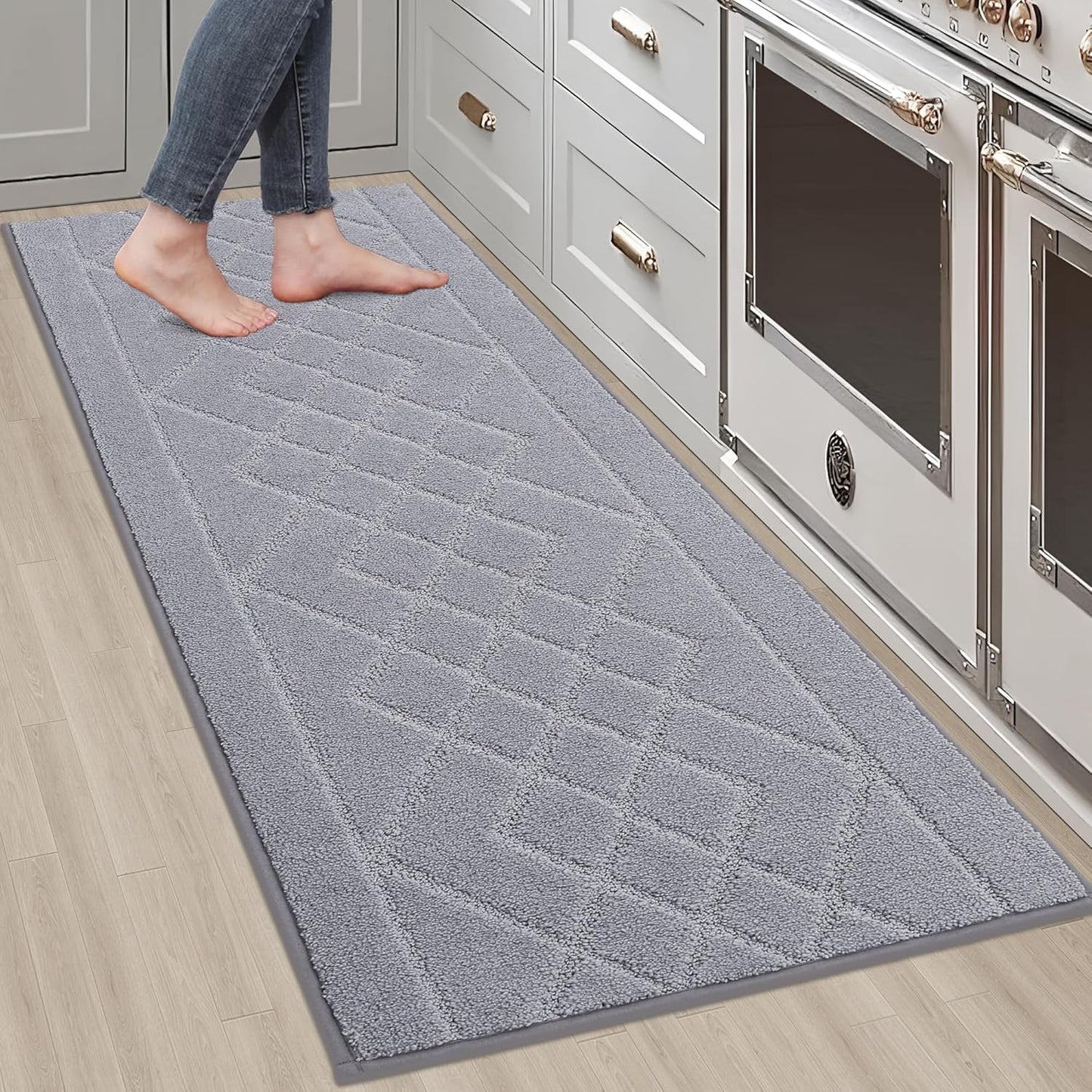 BEQHAUSE Kitchen Runner Rug 20”x59” Washable Non Slip Kitchen Mats for Floor Absorbent Soft Kitchen Rugs for Floor,Sink,Hallway,Laundry,Grey