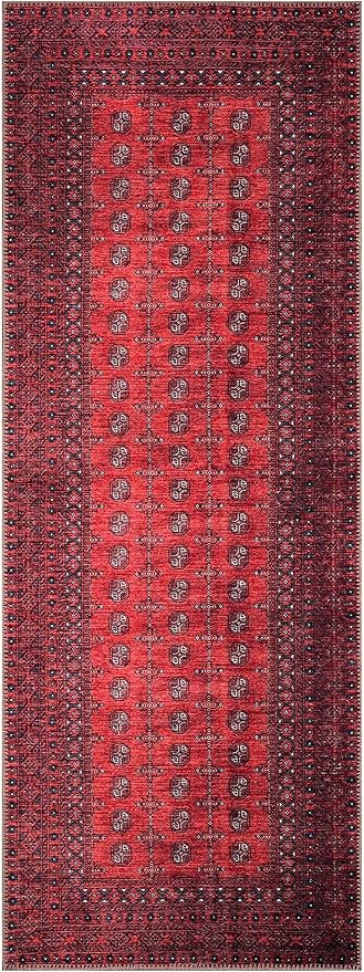 Keen Home Design 2x7 Rug - Machine Washable Runner Rug with Non-Slip Backing, Ideal for Hallway, Entryway, Kitchen, Laundry Room - Vintage, Easy Clean, Durable, Low Pile Rug - (2'6" x 7')