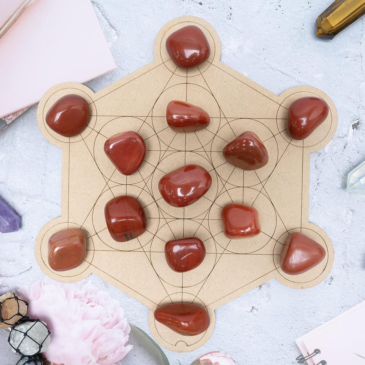 Crocon 1LB Red Jasper Tumbled Stones and Crystals Bulk 2000+ Carats Natural Crystal Kit for Reiki Healing Crystal Polished, Tumble Stones, Chakra Balancing, Reiki Gift, Home Decor Size : 20mm