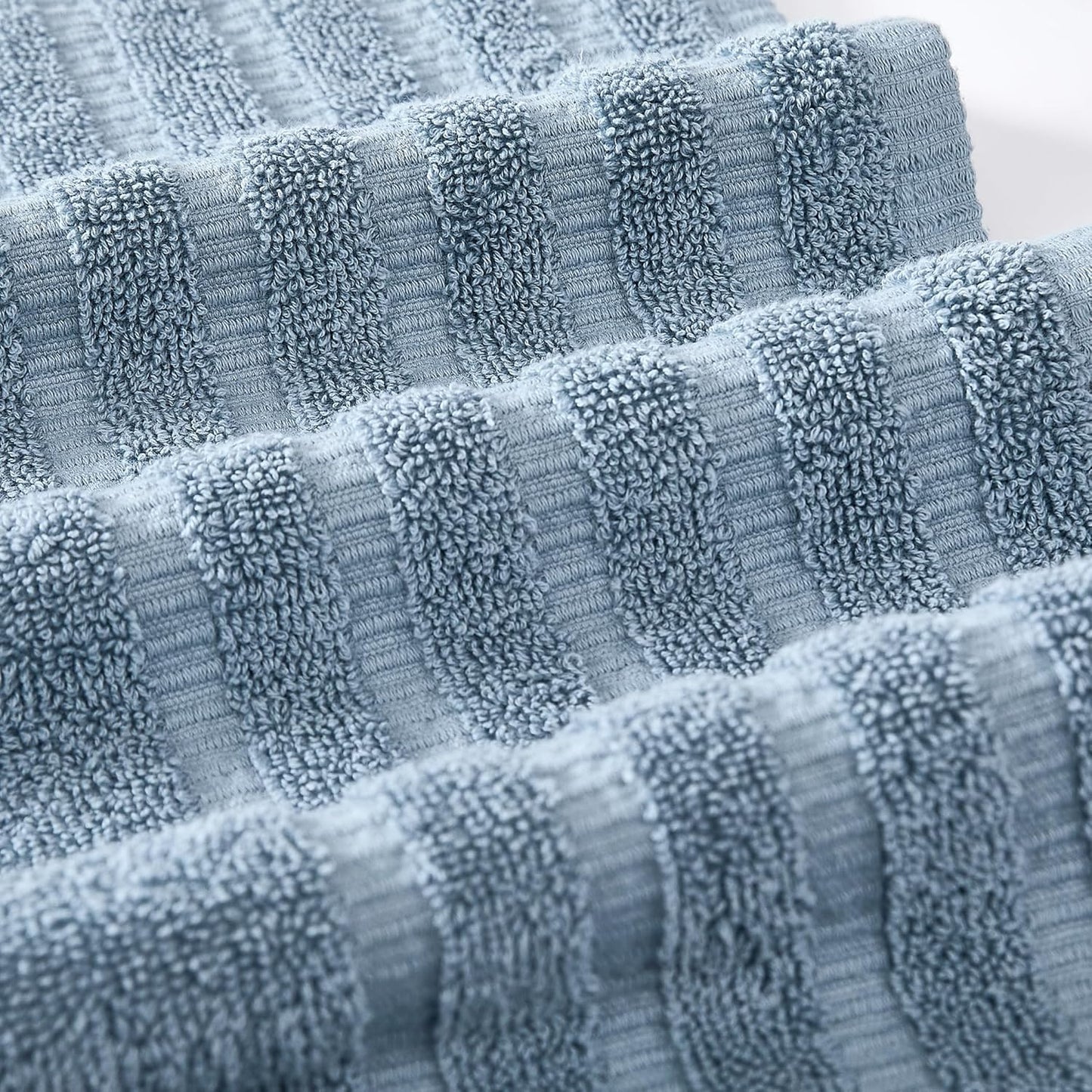 Modern Threads Oxford 6-Piece 100% Cotton Towel Set – Yarn Dyed Jacquard & Solid – Includes 2 Bath Towels, 2 Hand Towels, 2 Washcloths – Absorbent, Quick Dry, Soft & Durable – Blue