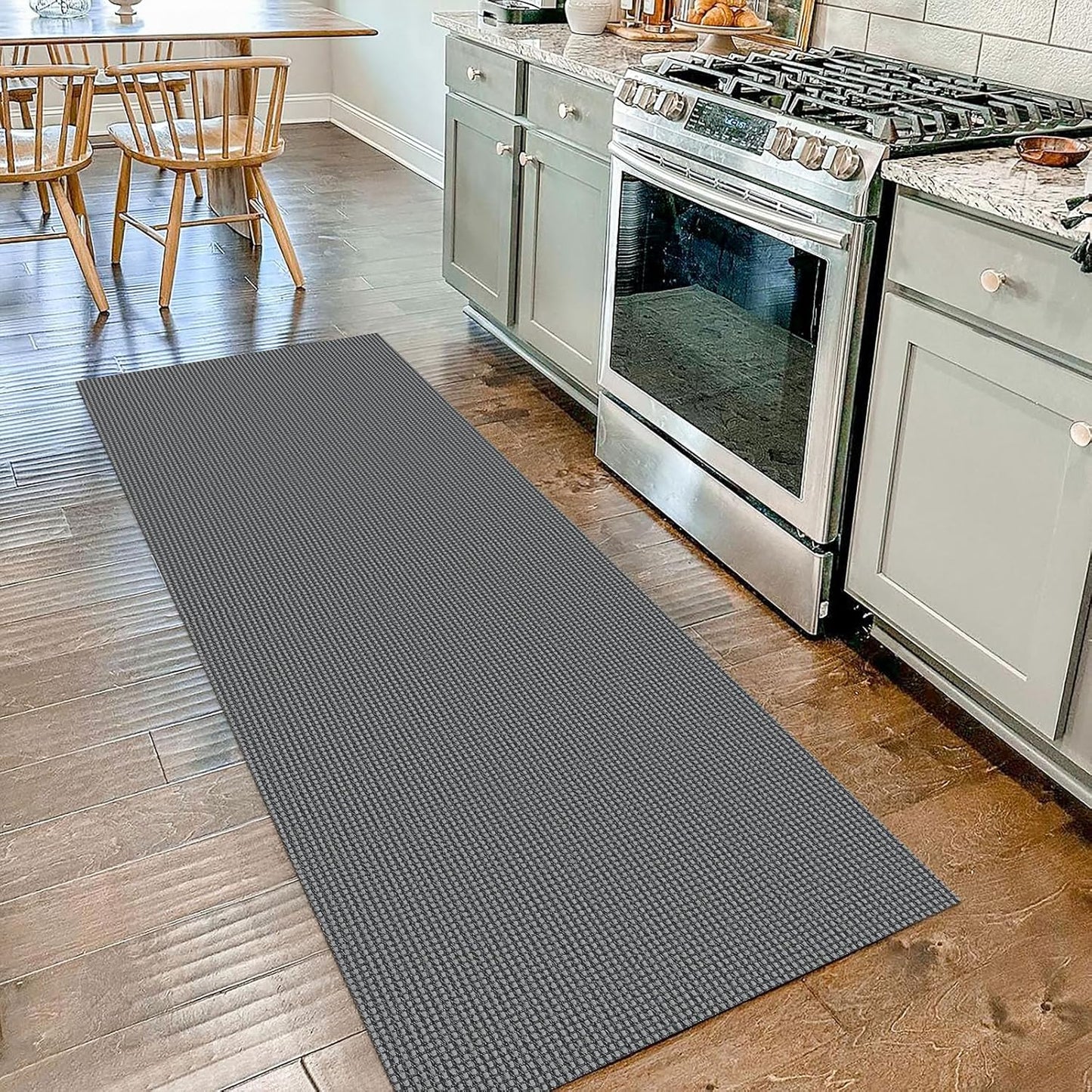 IOHOUZE Washable Runner Rug 2x7 Non Slip Runners for Hallways Entryway Runner Indoor, Kitchen Rugs Woven Cotton Floor Carpet for Kitchen Hall Entrance Bedroom, Dark Grey
