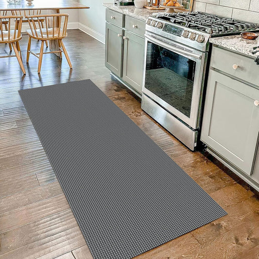 IOHOUZE Washable Runner Rug 2x7 Non Slip Runners for Hallways Entryway Runner Indoor, Kitchen Rugs Woven Cotton Floor Carpet for Kitchen Hall Entrance Bedroom, Dark Grey