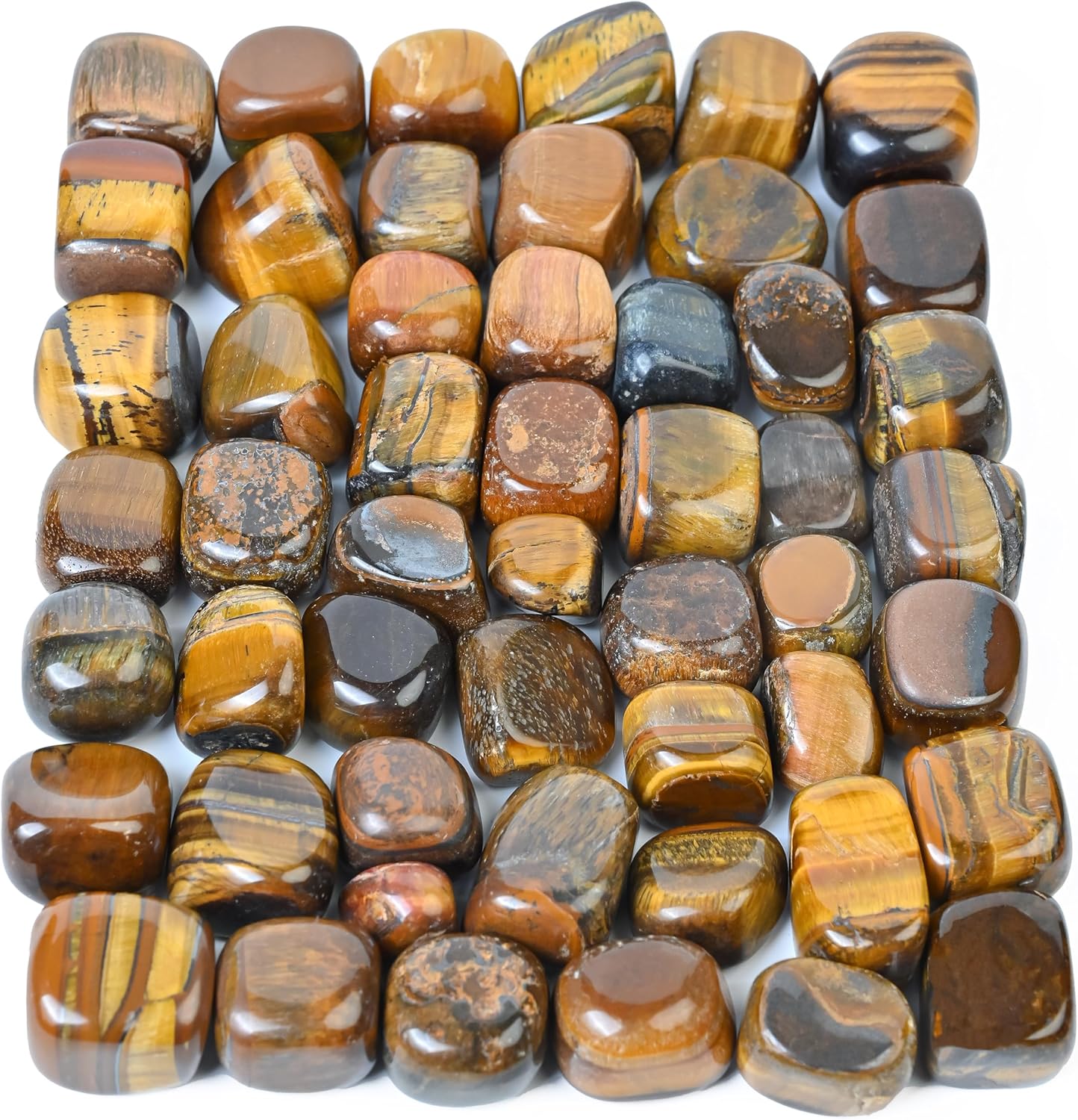 Crocon Stones Set | Pocket Crystal Healing gemstones | Tumble Collection palm stone | Good Luck |Charm Gift Craft | Home Decor 1 LB (Tiger eye Tumble, 1 LB)
