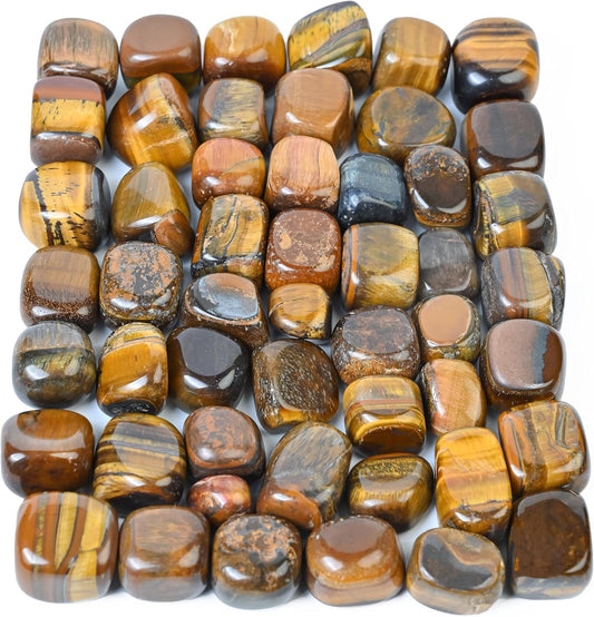 Crocon Stones Set | Pocket Crystal Healing gemstones | Tumble Collection palm stone | Good Luck |Charm Gift Craft | Home Decor 1 LB (Tiger eye Tumble, 1 LB)