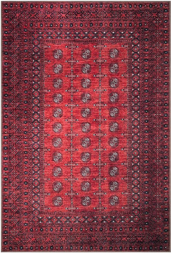 Keen Home Design 4x6 Rug - Machine Washable Area Rug with Non-Slip Backing, Ideal for Living Room, Dining Room, Bedroom - Vintage, Easy Clean, Durable, Low Pile Rug - (4' x 6')