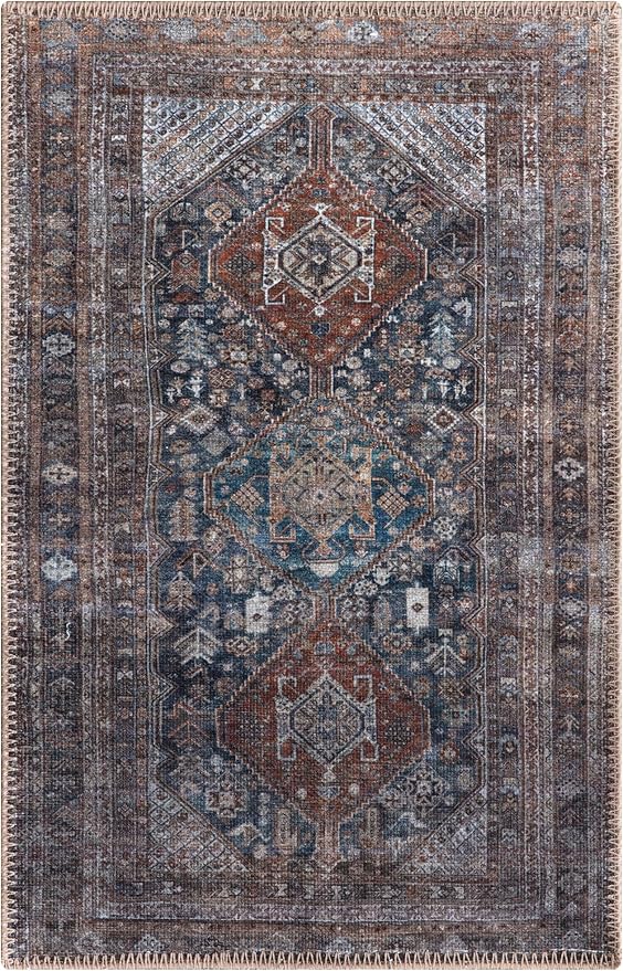 Keen Home Design 2x3 Rug - Machine Washable Entry Rug with Non-Slip Backing, Ideal for Enteryway, Kitchen, Bathroom, Laundry Room - Vintage, Easy Clean, Durable, Low Pile - (2' x 3')