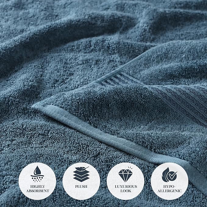 Superior Egyptian Cotton 2-Piece Bath Sheet Towel Set, Oversized Body Towels For Adults And Kids, Large Towel For Bath, Shower, Guest Bathroom, Spa, Gym, Resort, Essentials, Airbnb, Sapphire