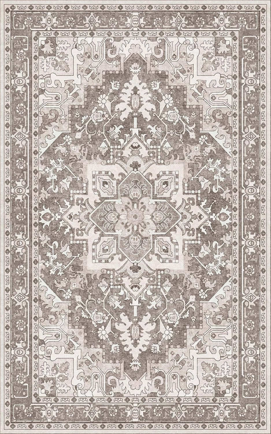 Washable Area Rug 5x8 | Non Slip Area Rug for Living Room, Bedrooms, Dining Room | Ultra-Soft Flannel Carpet Area with Rubber Backing (Brown, 5x8)