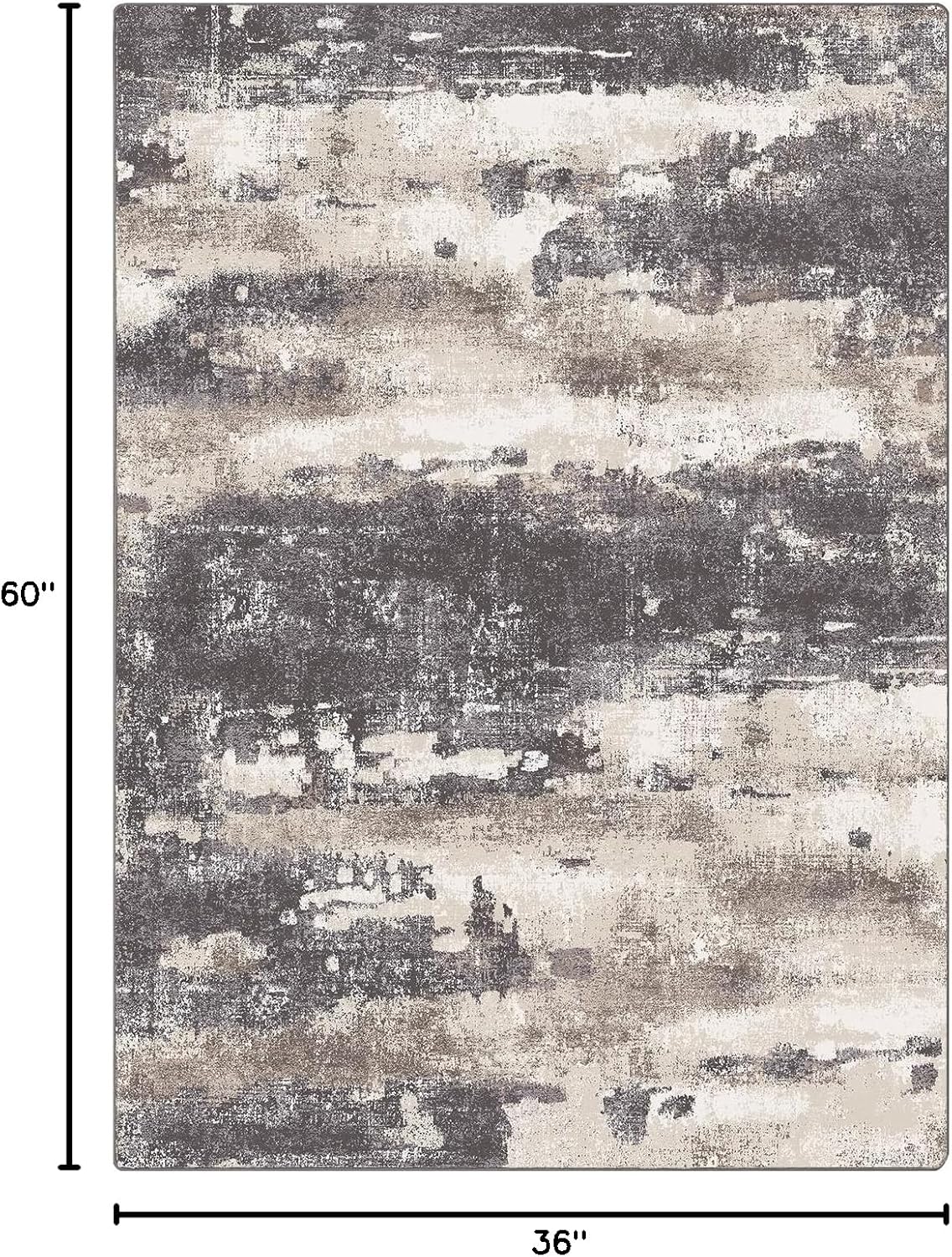 Area Rugs for Bedroom Living Room Machine Washable Large Modern Abstract Print Soft Entryway Runner Rug, Non Slip Carpet with Gripper, Brown 3x5